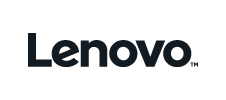Lenovo logo in bold black font on white background.