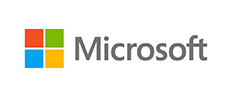 Microsoft logo with colorful window panes and text.