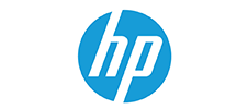 HP logo in blue and white.